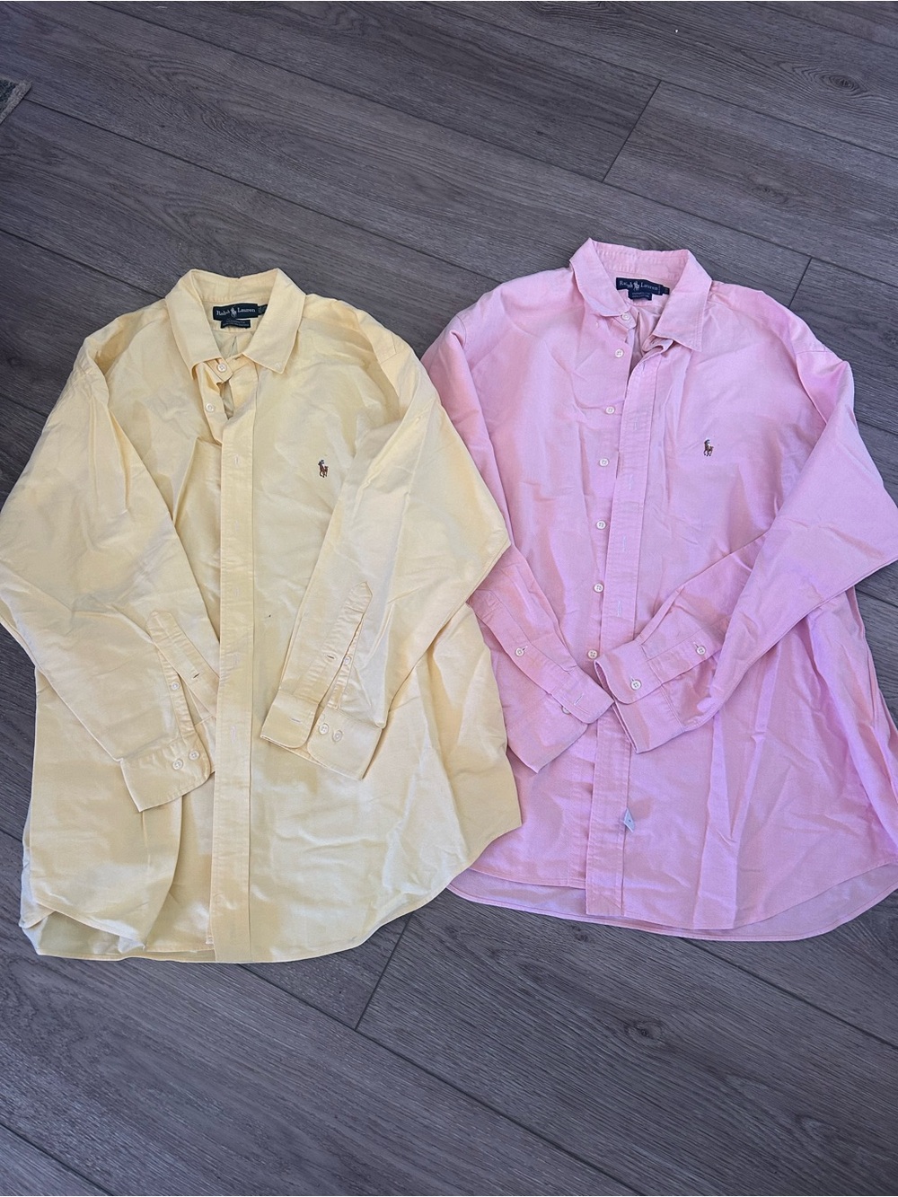 Vintage Polo Ralph Lauren Yarmouth Oxford Shirt Pink & Yellow button down -XL